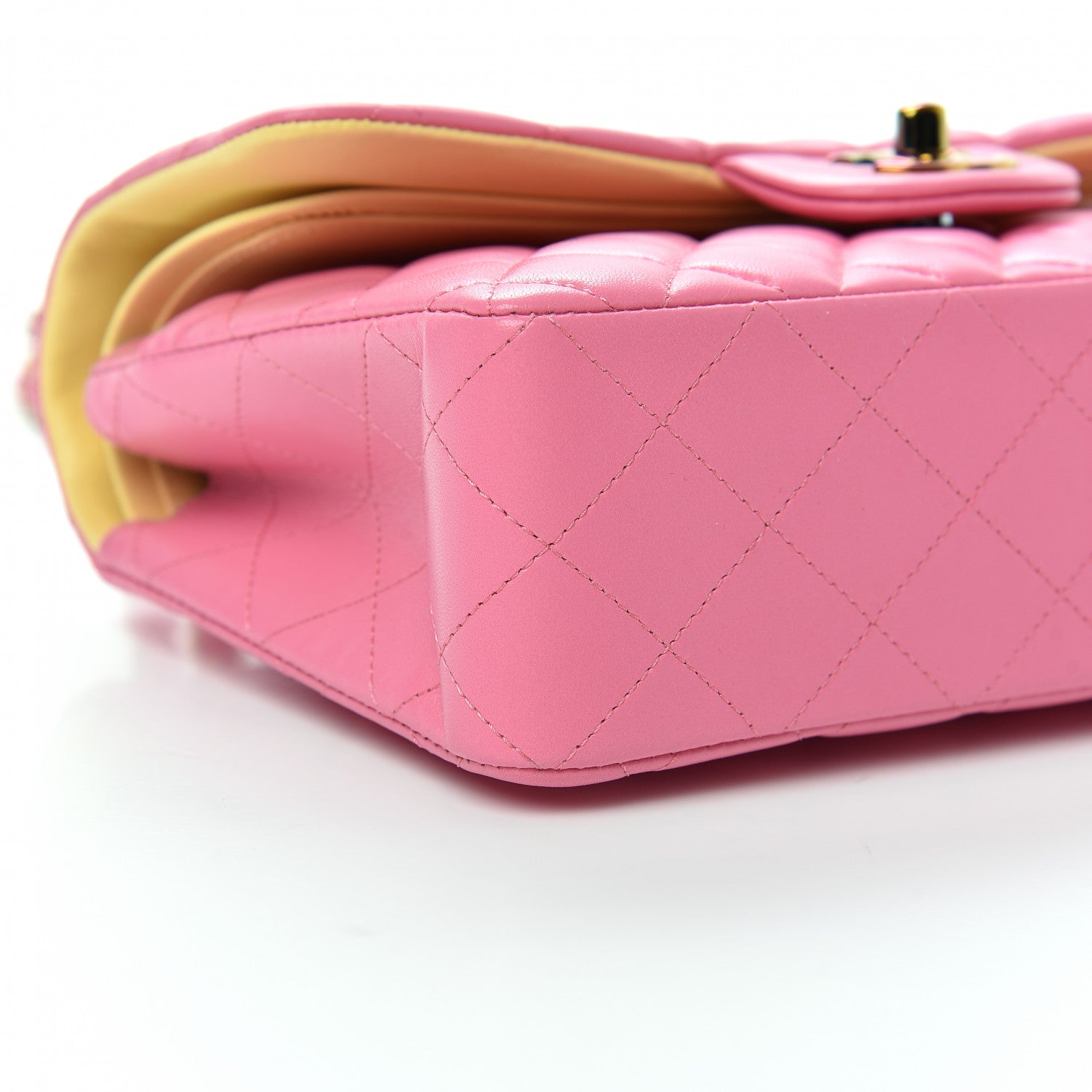 Chanel Lambskin Quilted Small Double Flap Pink Yellow 6 of 10