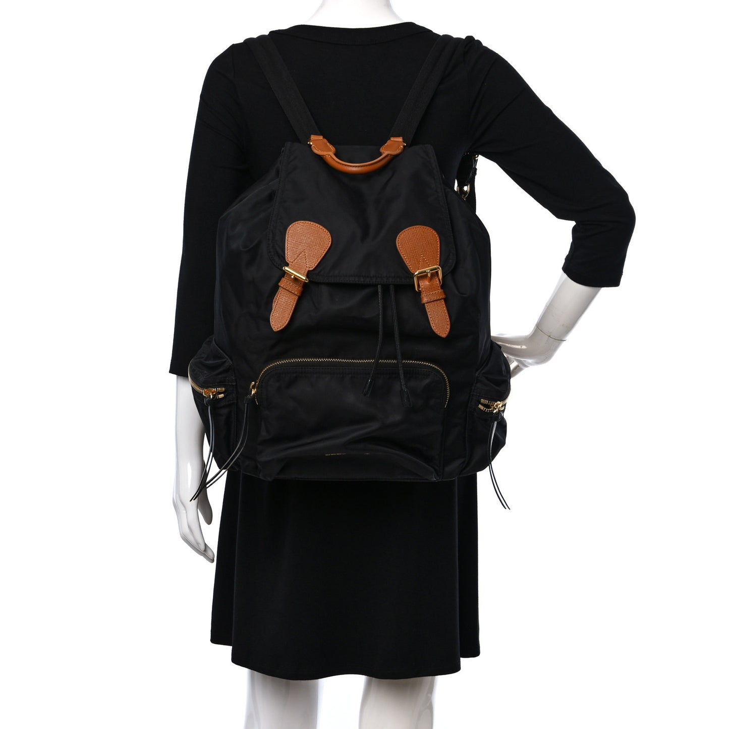 Nylon Large Rucksack Backpack Black
