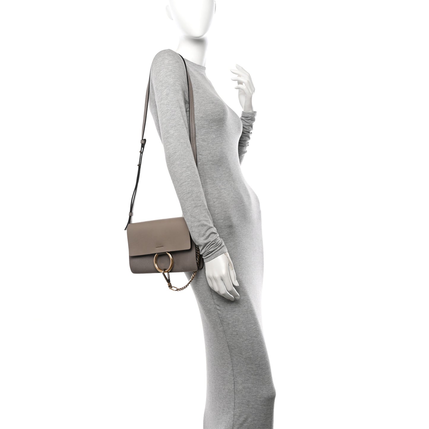 Grained Calfskin Lambskin Small Faye Shoulder Bag Motty Grey