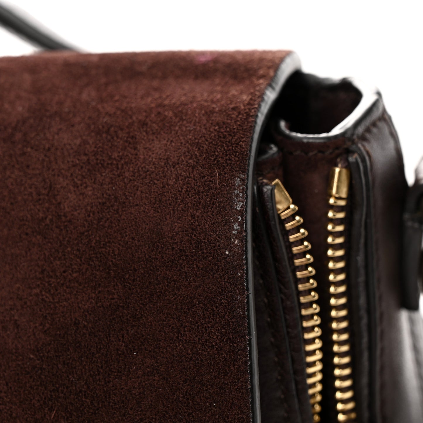 Suede Calfskin Small Faye Backpack Carbon Brown