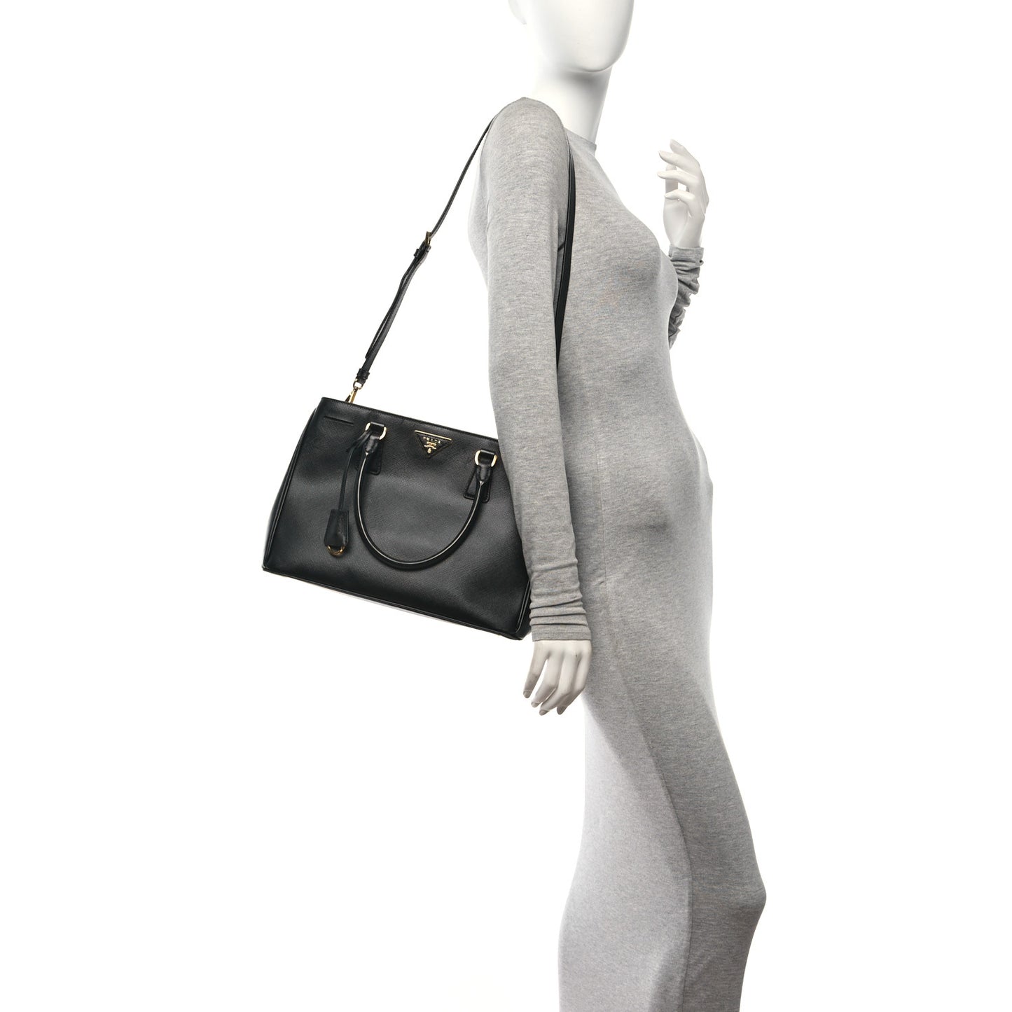 Saffiano Lux Medium Tote Black