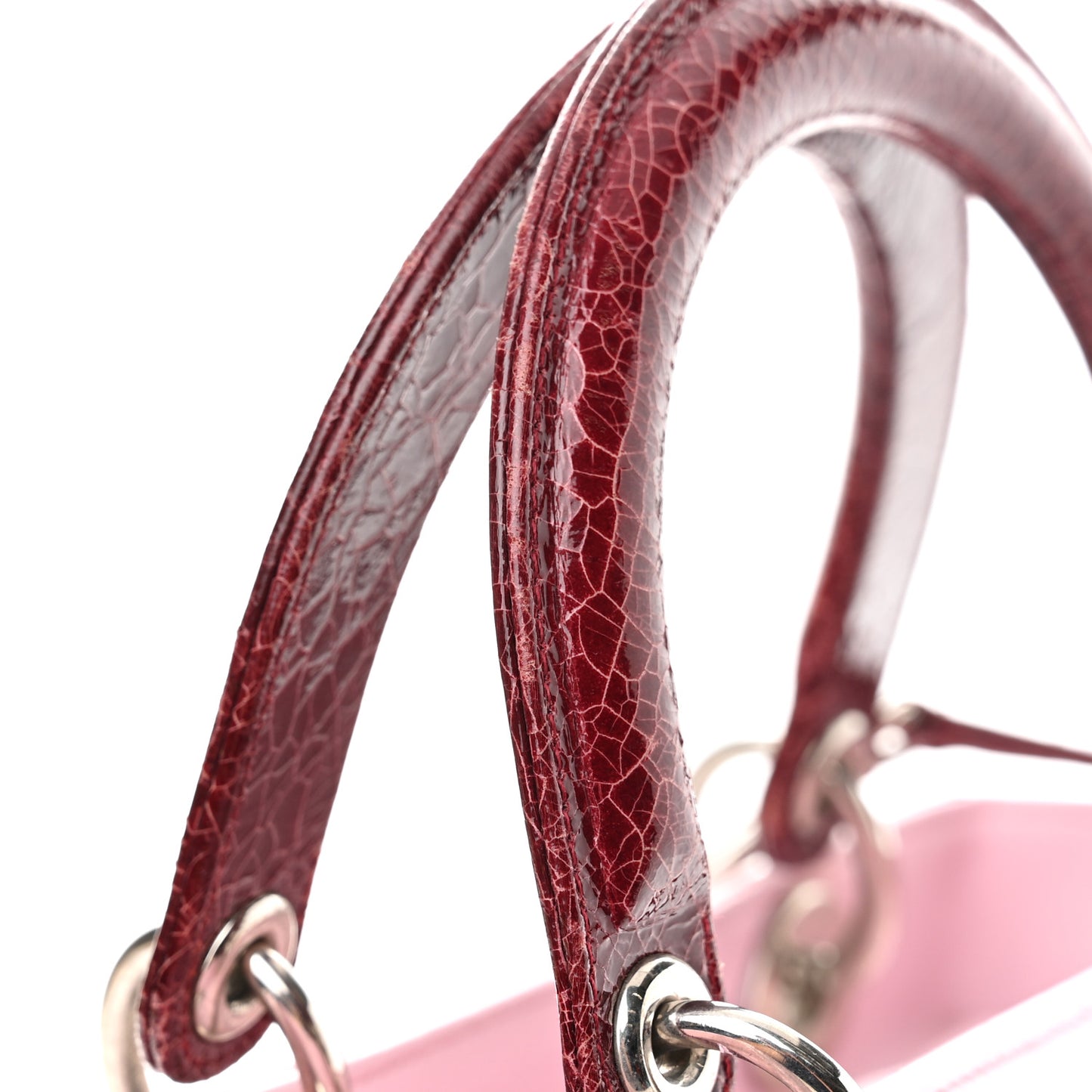 Calfskin Patent Embroidered Valentines Day Heart Medium Lady Dior Pink Multicolor