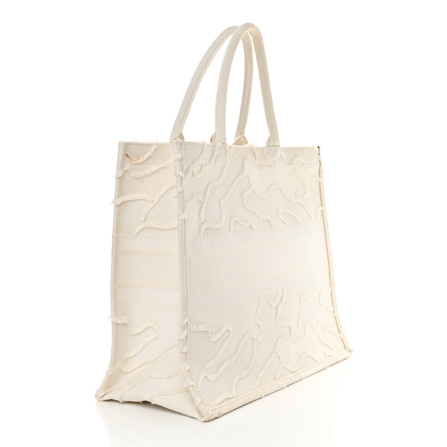 Canvas Embroidered Camouflage Large Book Tote White