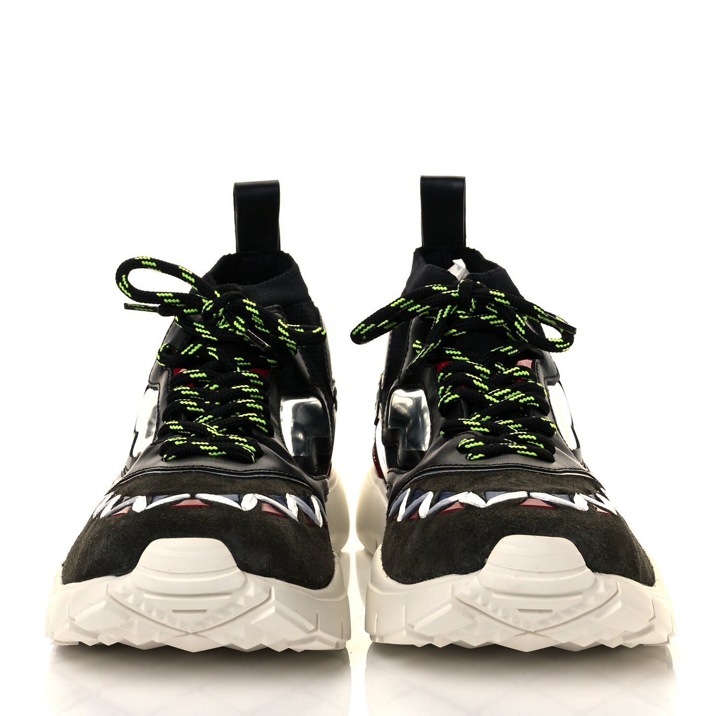 Calfskin Mens Mixed Media Sneakers 43 Black Mutlicolor