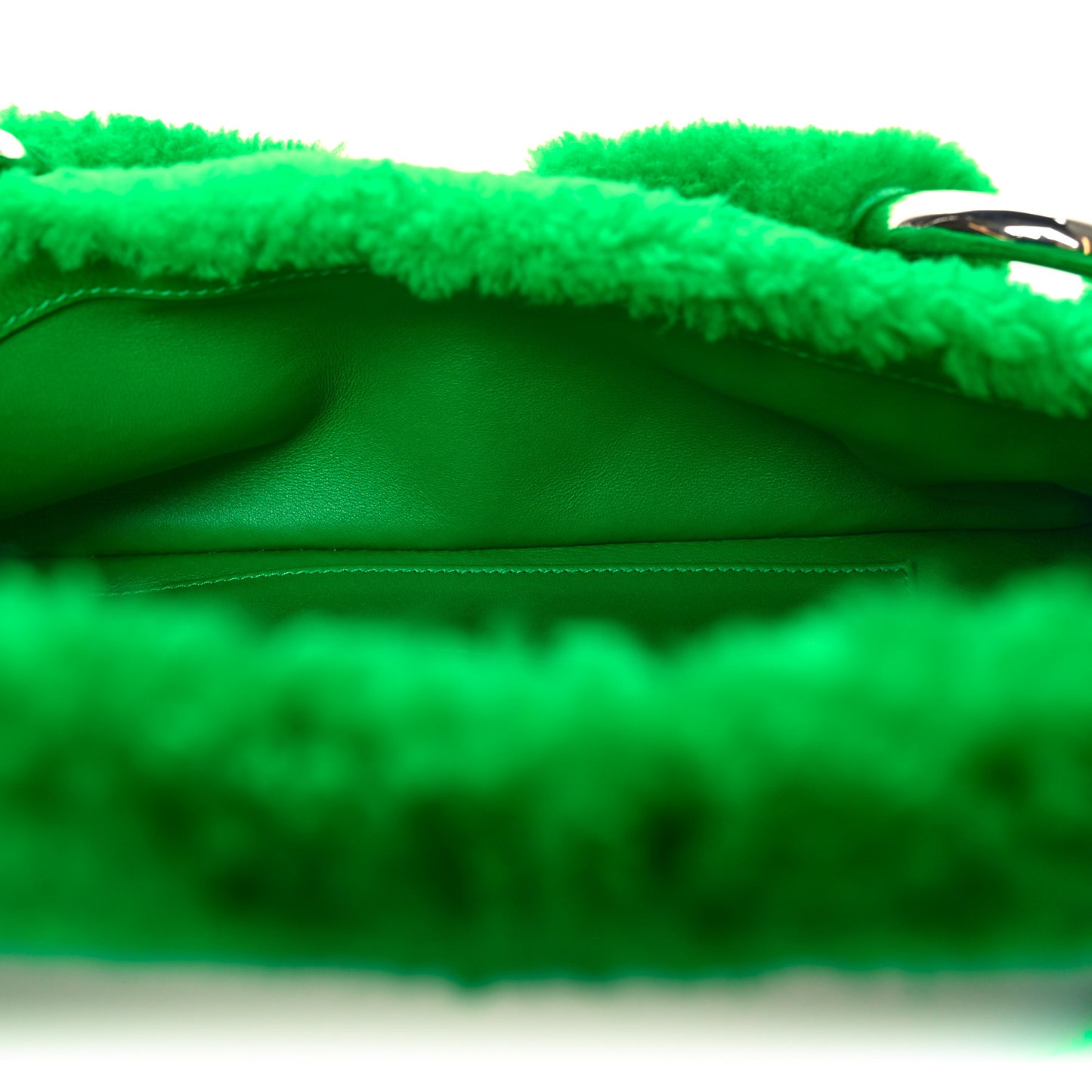 Merino Wool Medium Maxi Horsebit Chain Shoulder Bag Green