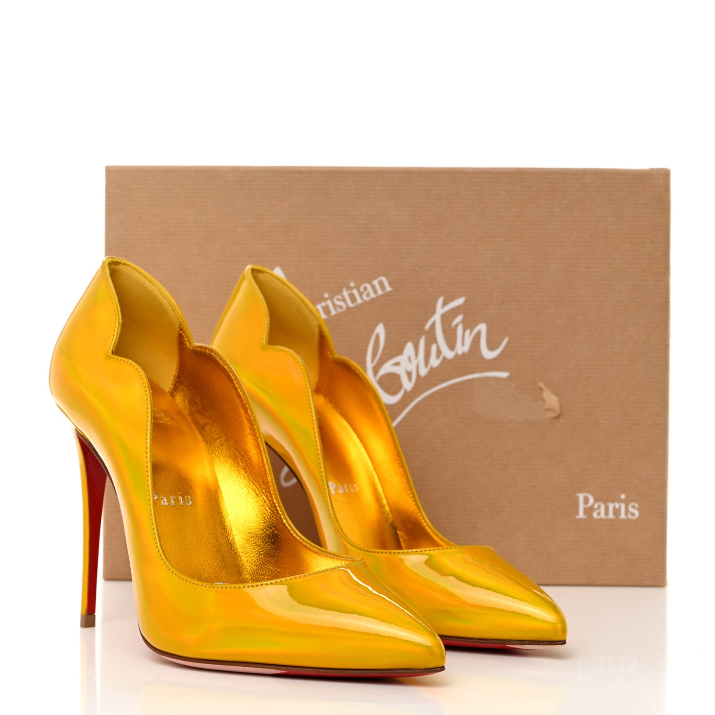 Metallic Patent Hot Chick 100 Pumps 36 Yellow