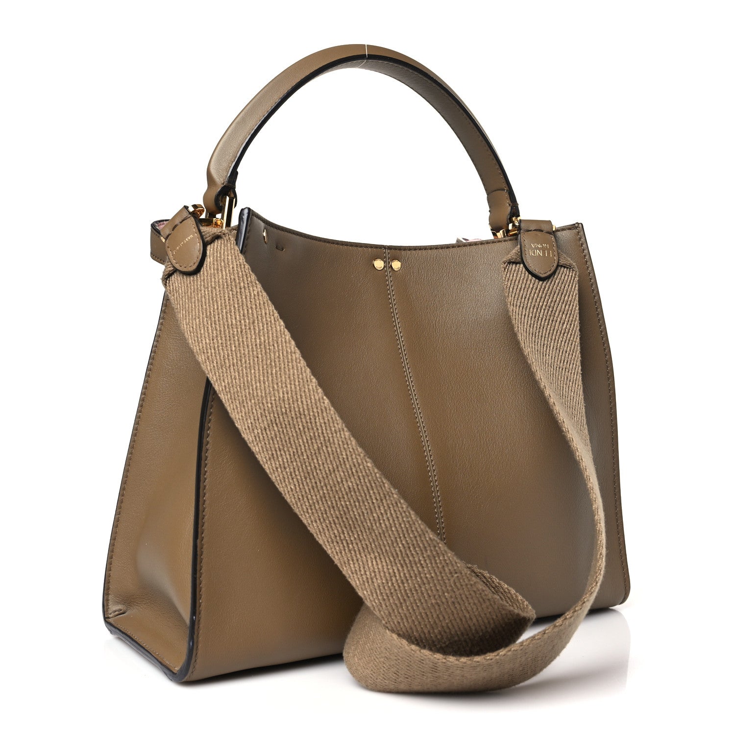 Fendi Vitello Seta Century Medium Peekaboo X-Lite Fango Mandorlo 3 of 8