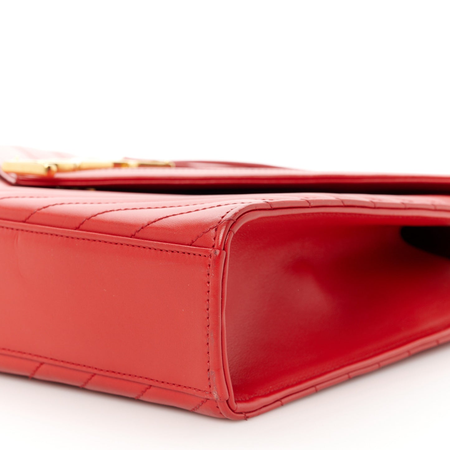 Grain De Poudre Matelasse Chevron Large Monogram Satchel Lipstick Red