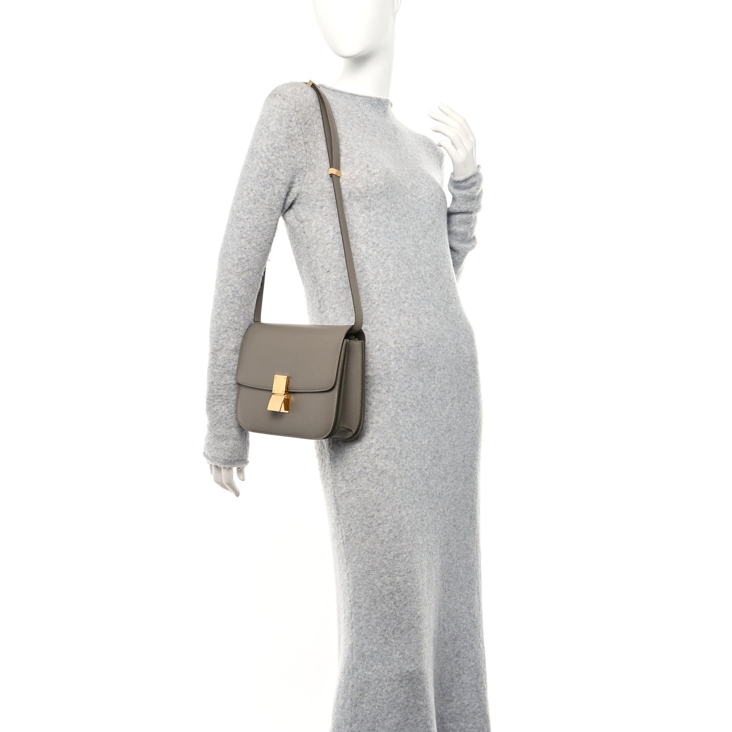Liege Calfskin Medium Classic Box Flap Bag Taupe