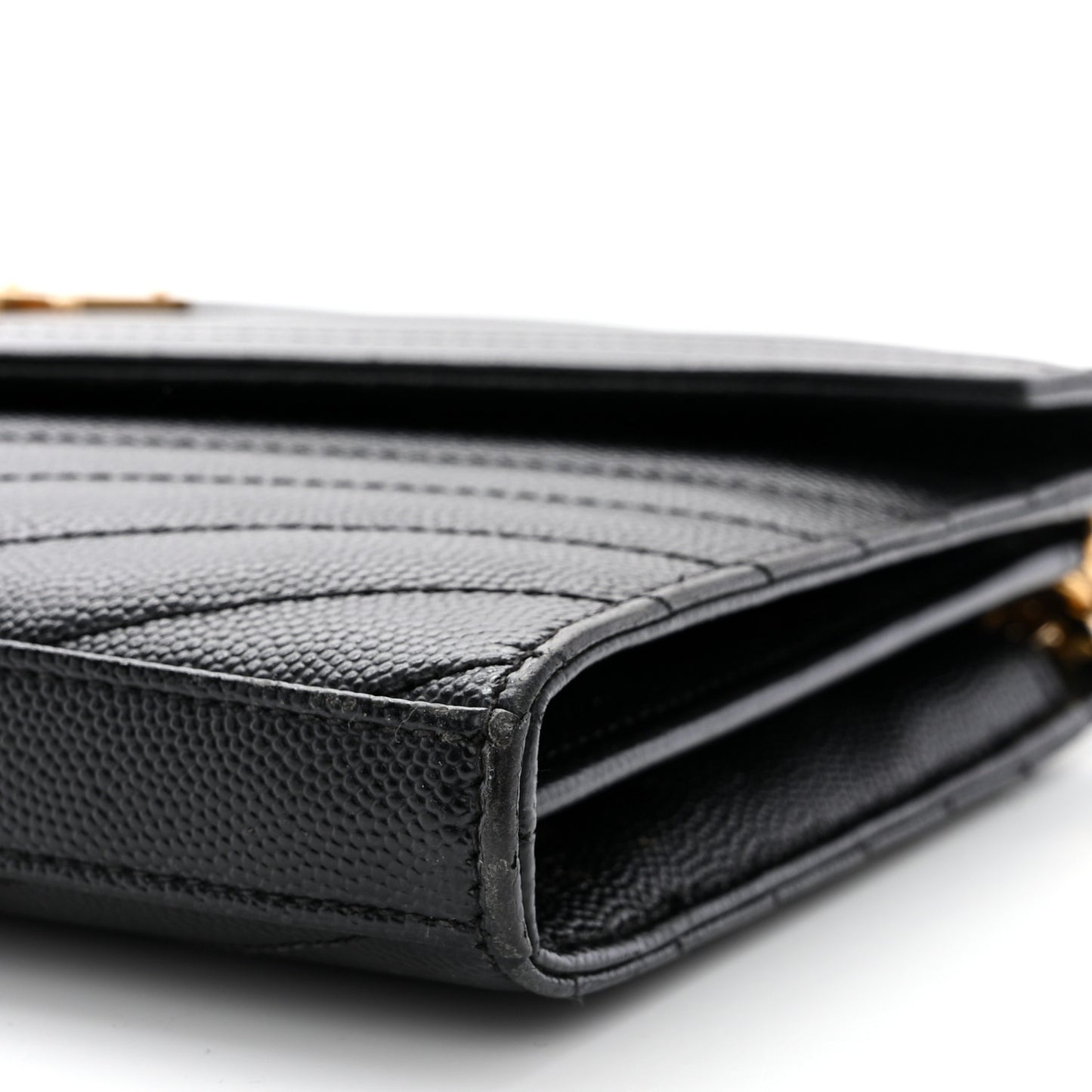Grain De Poudre Matelasse Chevron Monogram Chain Wallet Black