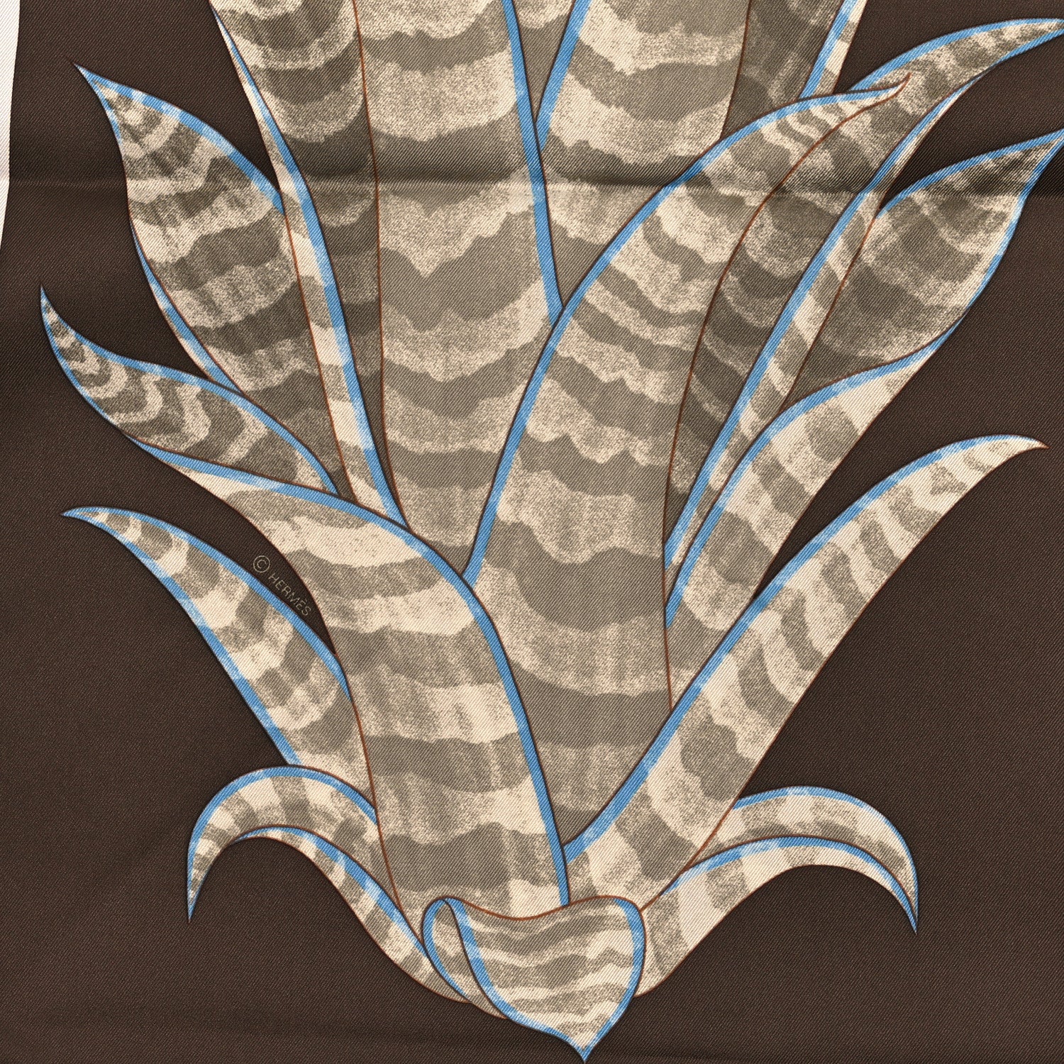 Hermes Silk Index Bromeliaceae Scarf 90 Ebene Bleu Miel 3 of 3