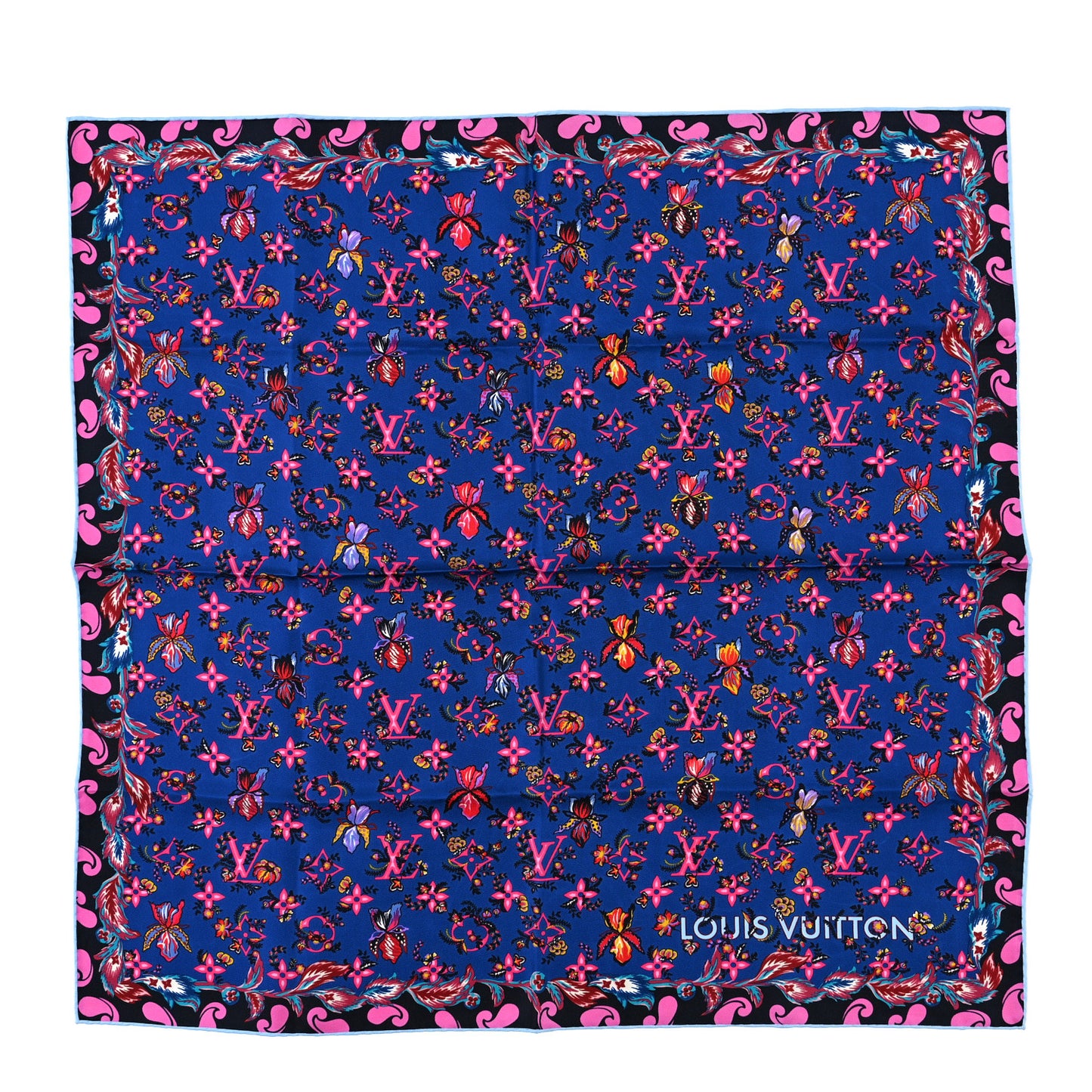 Silk Monogram Floral Square Scarf 70 Blue Multicolor