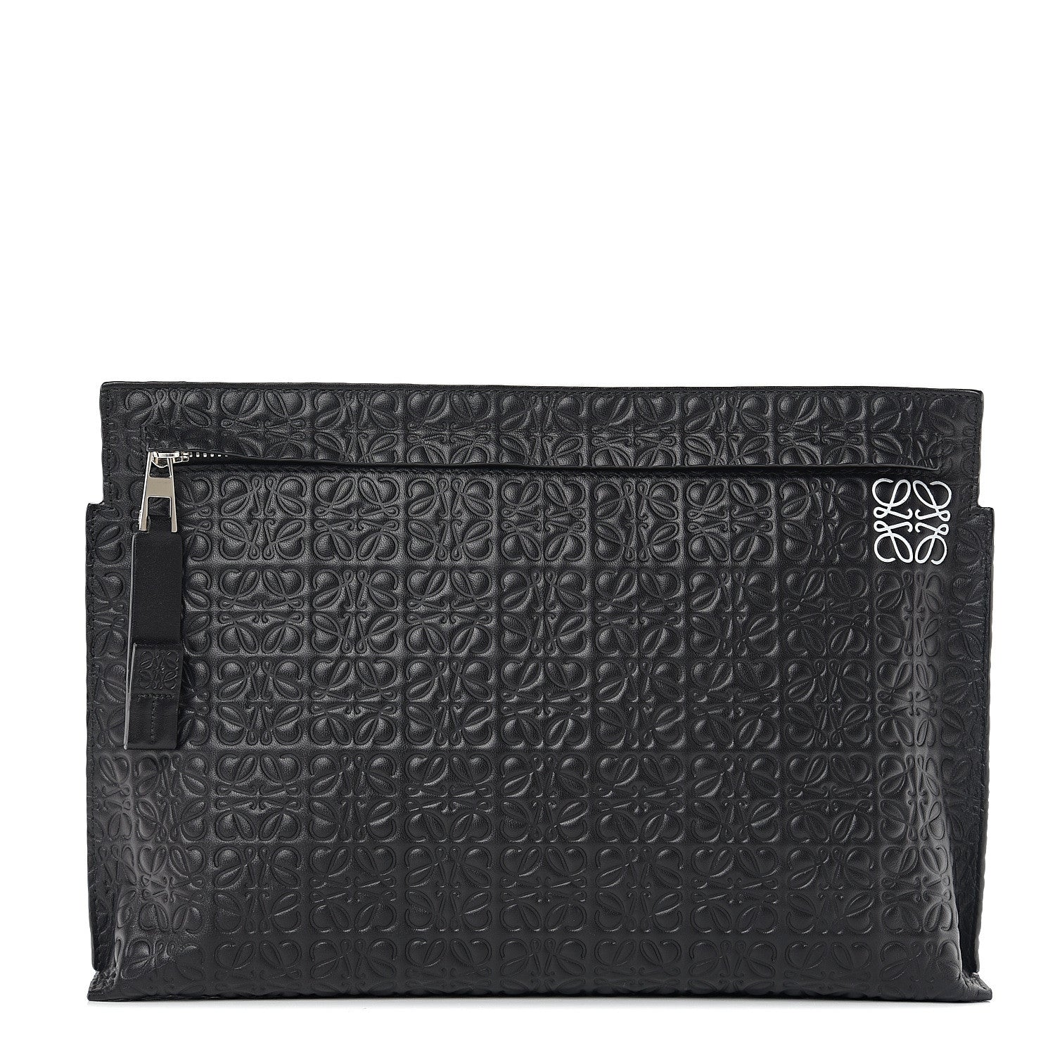 Loewe Calfskin Embossed Repeat T Pouch Black 551234 – FASHIONPHILE