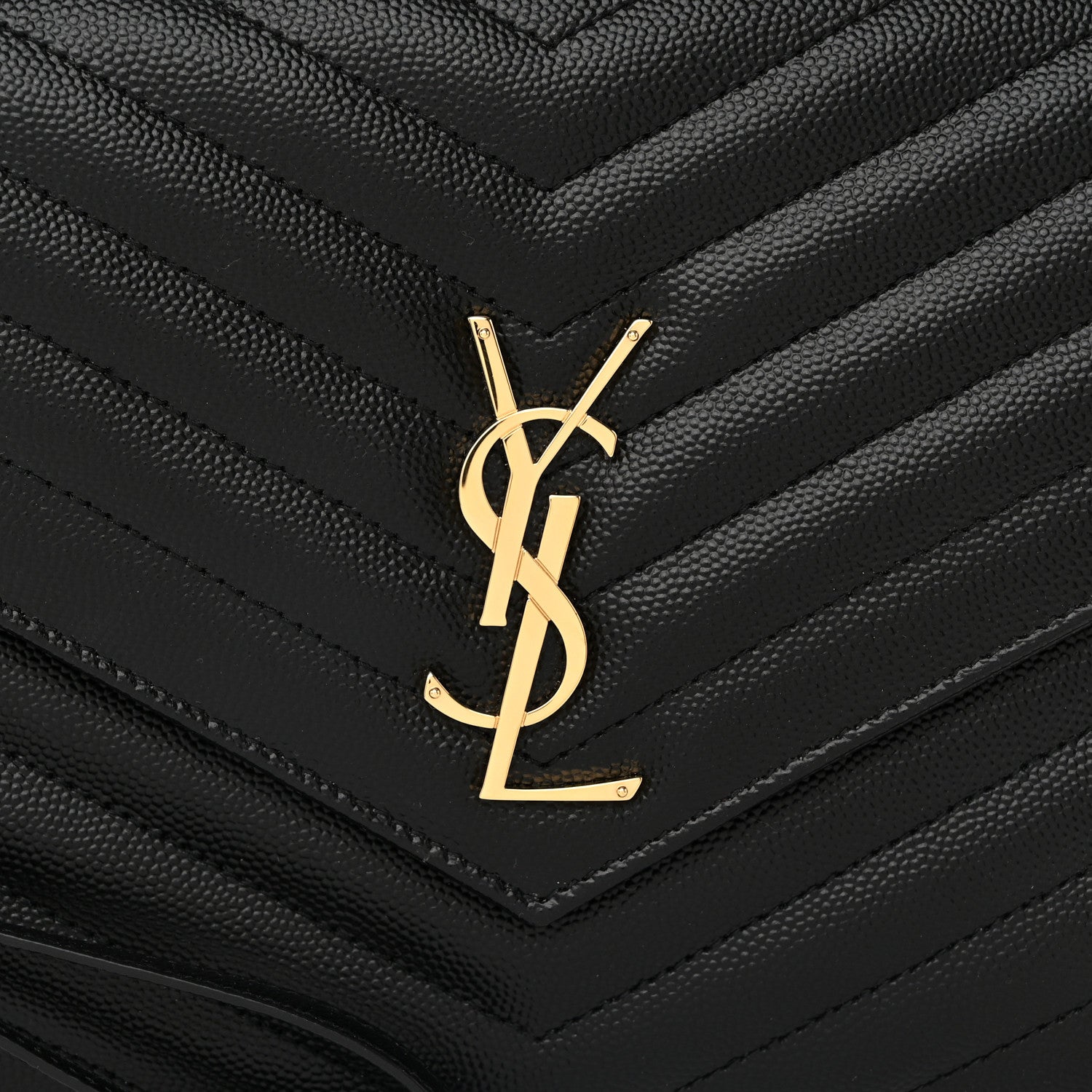 Saint Laurent Grain De Poudre Matelasse Chevron Monogram Envelope Clutch Black 8 of 11