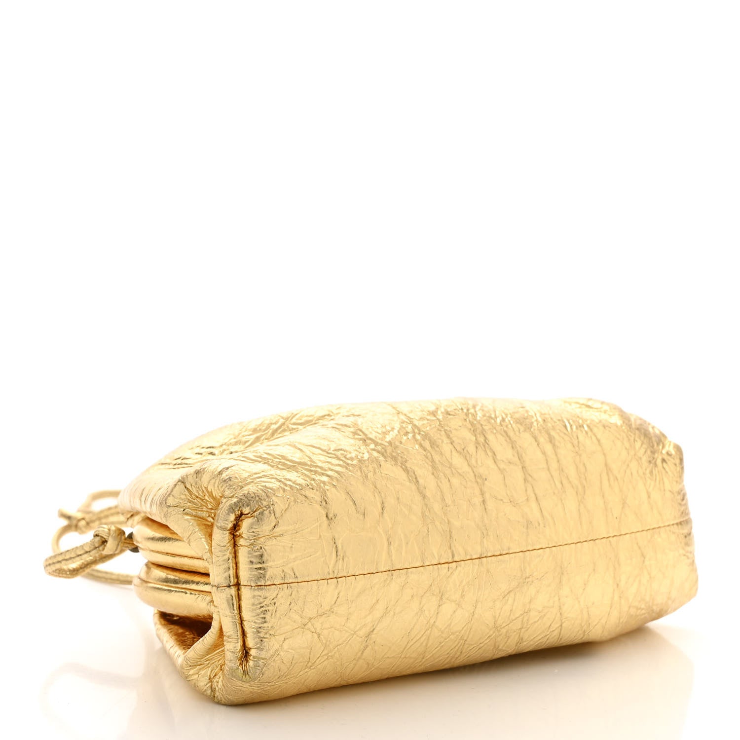 Bottega Veneta Metallic Crinkled Lambskin The Mini Pouch Oro 4 of 14