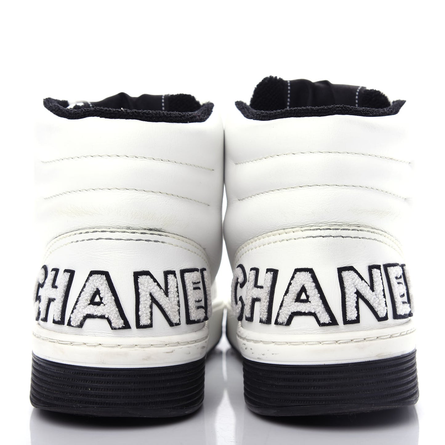 Calfskin Womens Logo High Top Sneakers 40.5 Black White