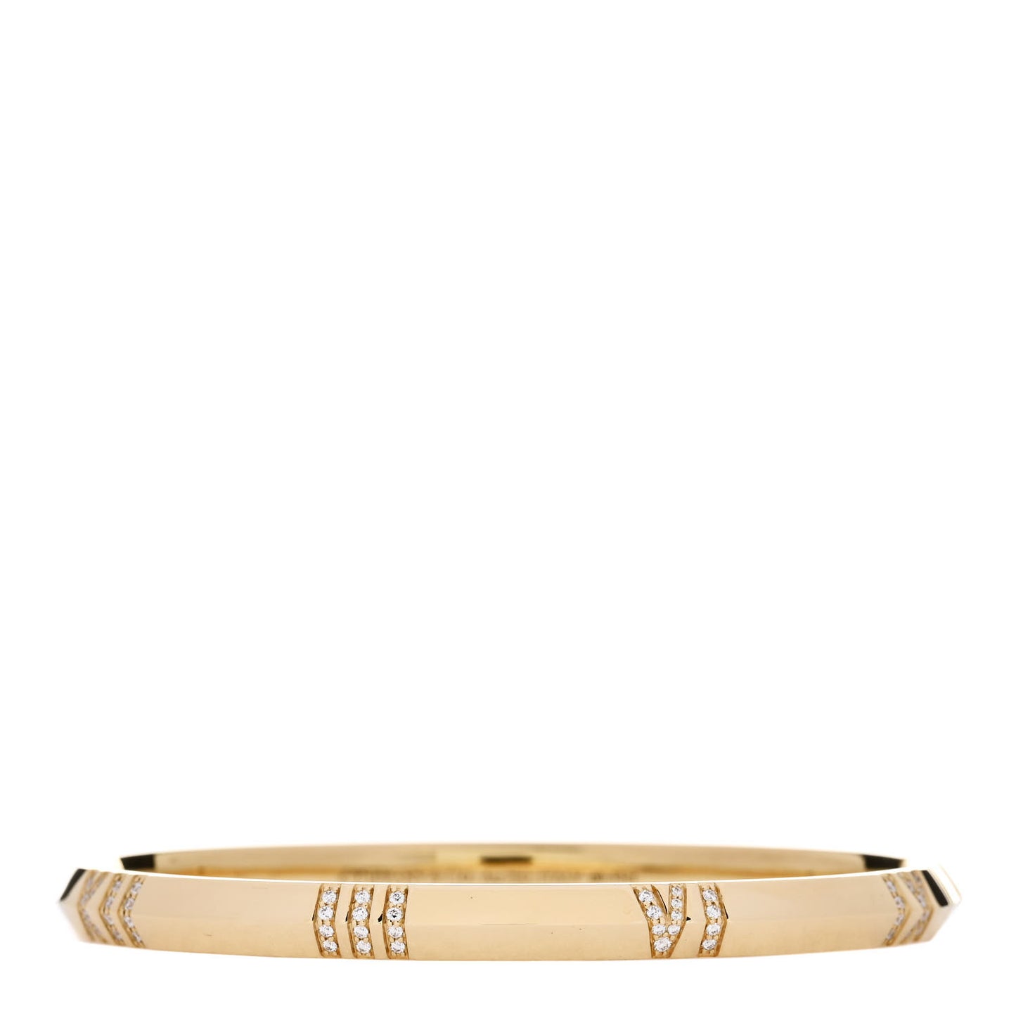 18K Yellow Gold Diamond Atlas Closed Narrow Hinged Bangle Bracelet