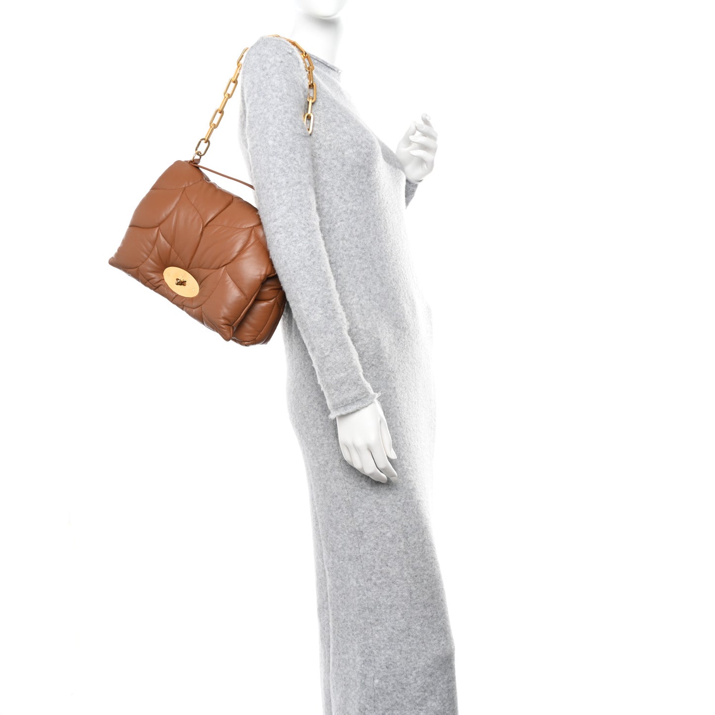 Nappa Pillow Quilted Little Softie Bag Tobacco Brown