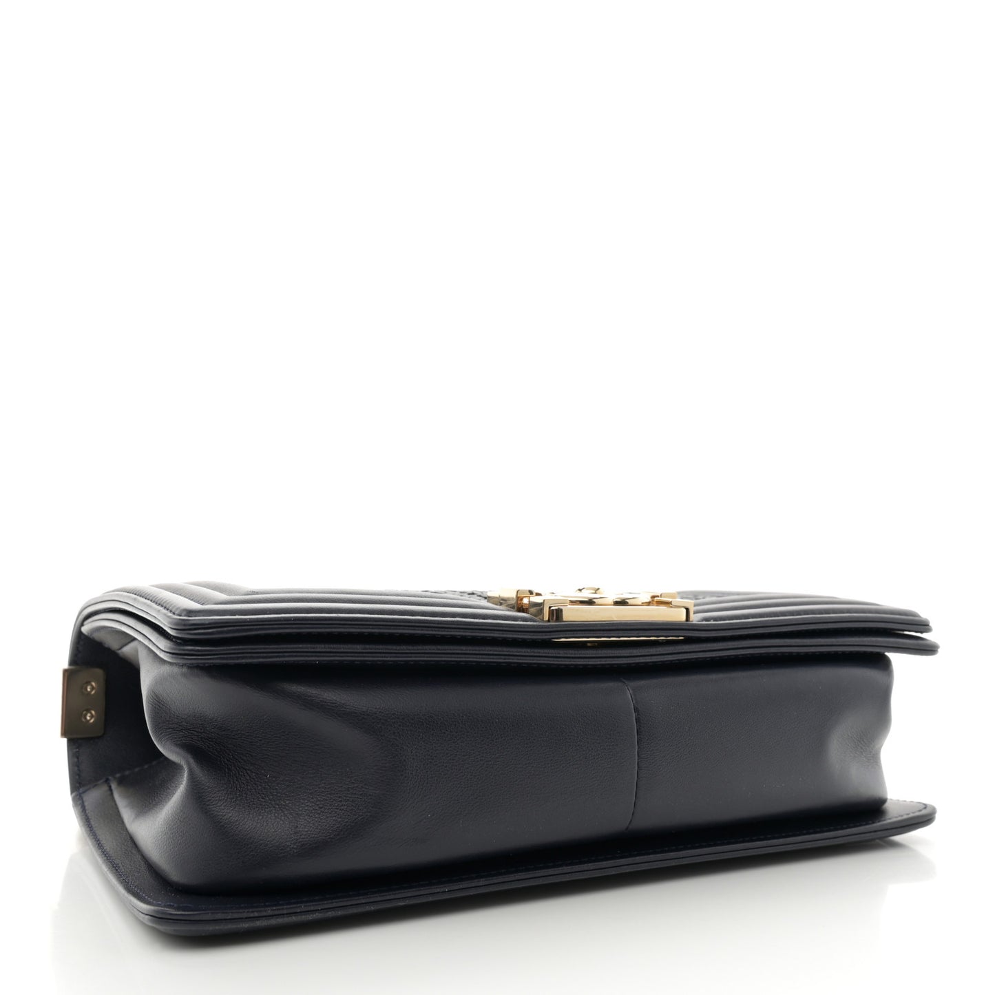 Lambskin Braided Woven Medium Boy Flap Navy Black