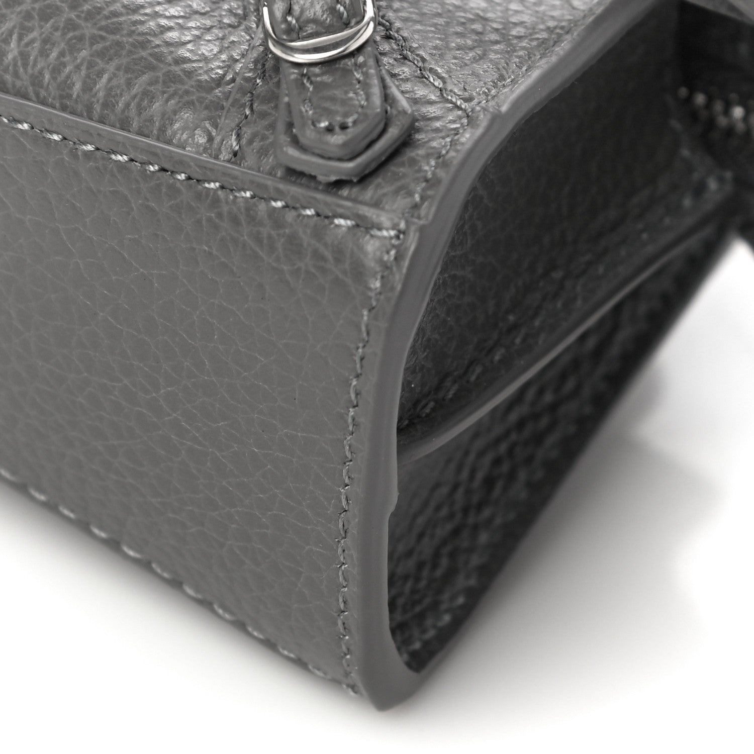 Balenciaga Grained Calfskin Neo Classic Silver Hardware Super Nano City Crossbody Dark Grey 9 of 9