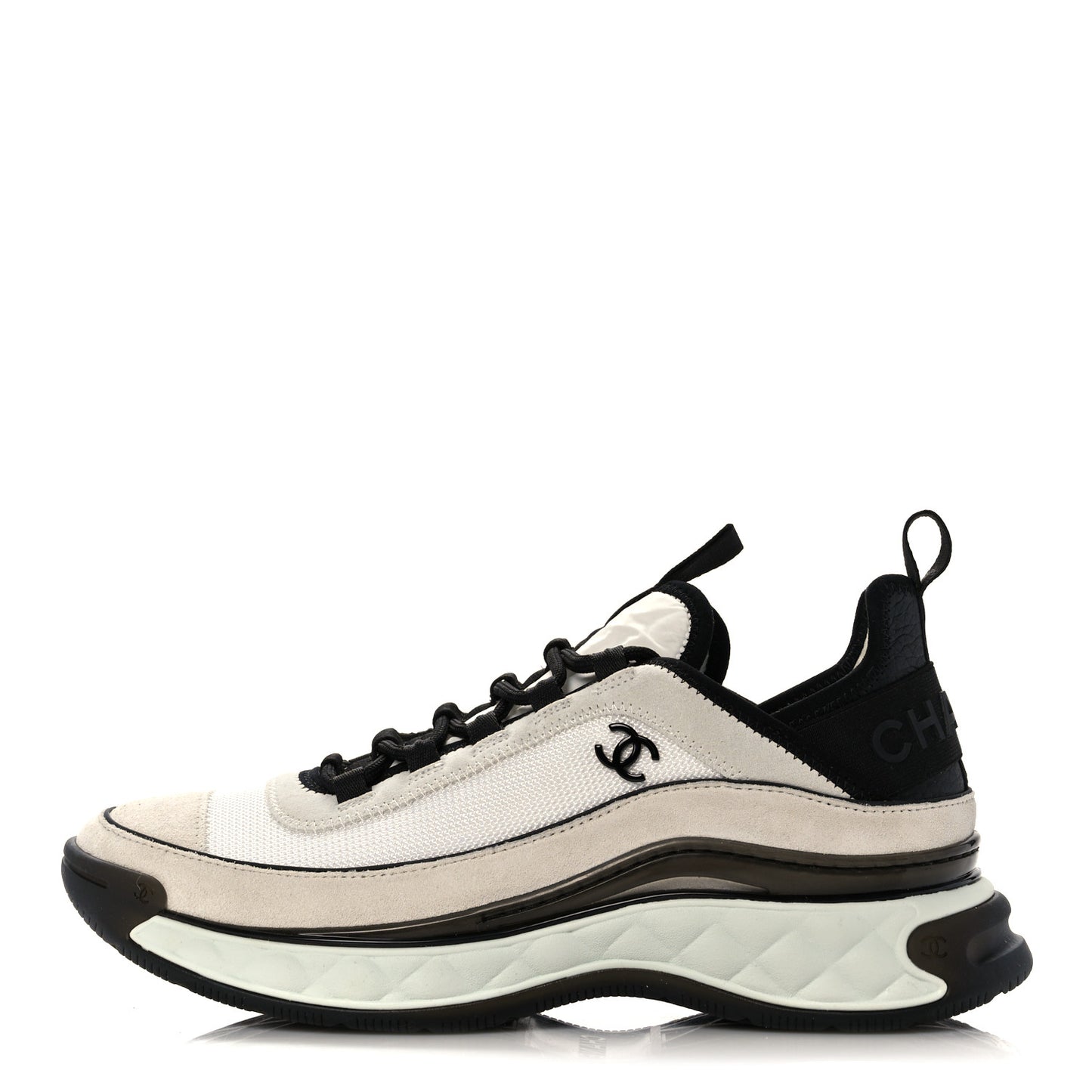 Fabric Suede Calfskin CC Sneakers 39.5 White Light Grey