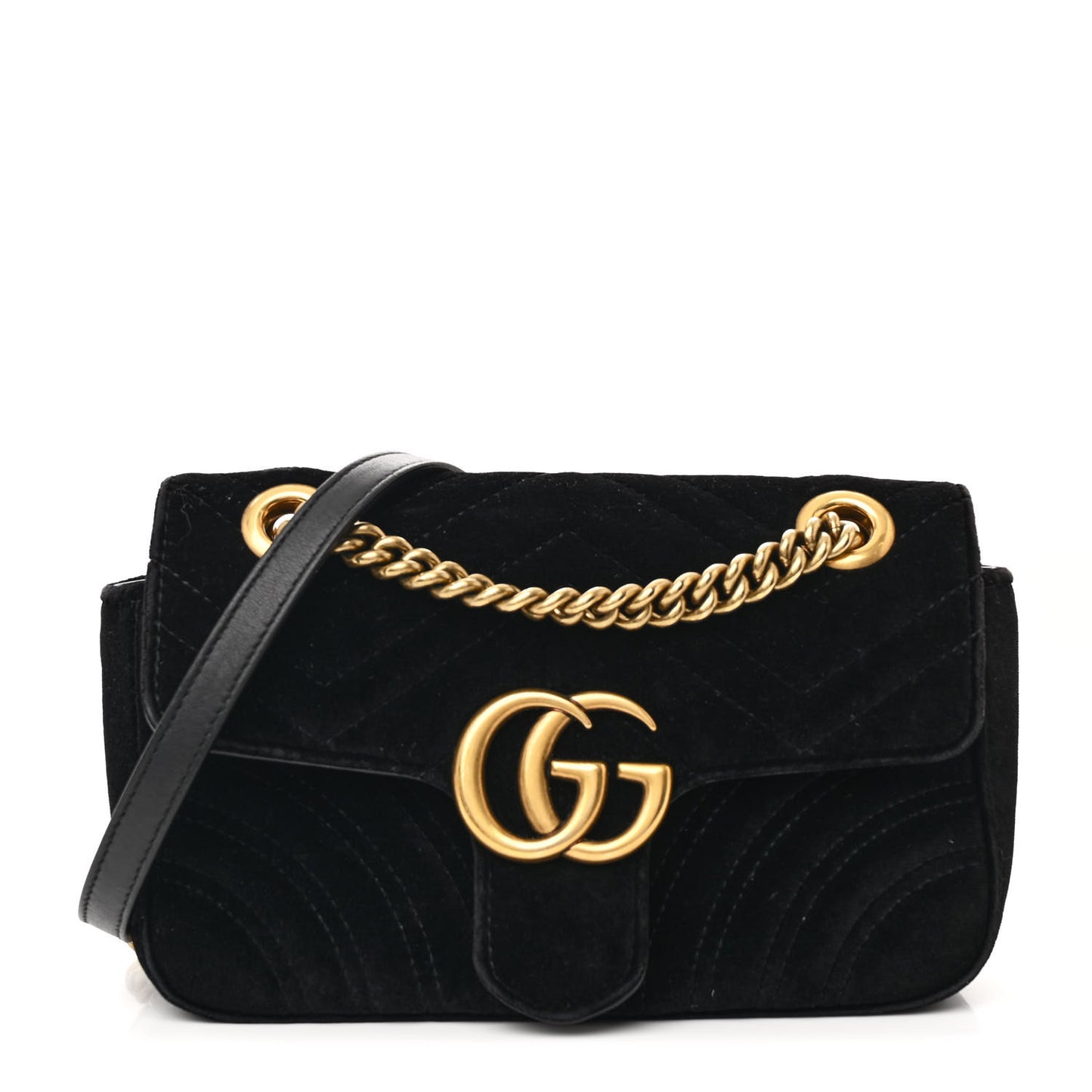 Velvet Matelasse Mini GG Marmont Shoulder Bag Black