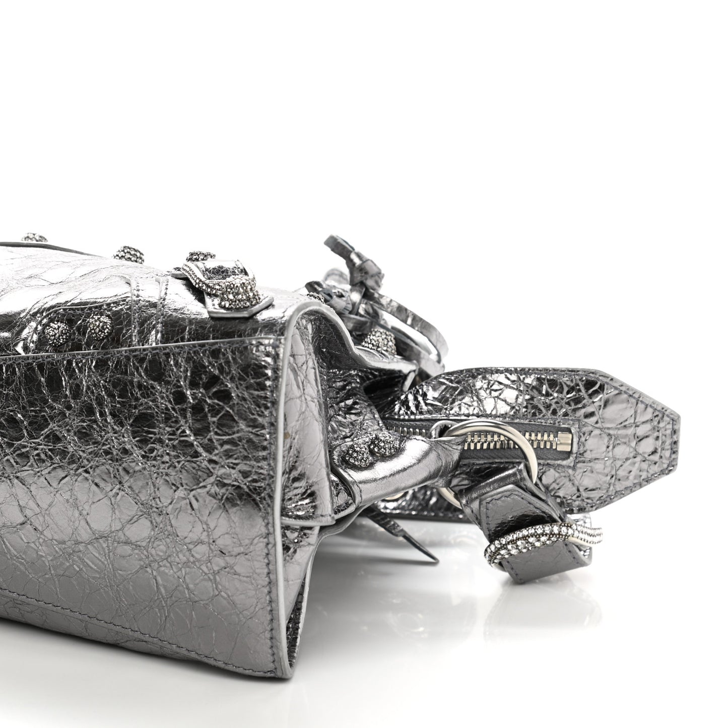 Agneau Arena Crystal Neo Cagole Handbag XS Silver