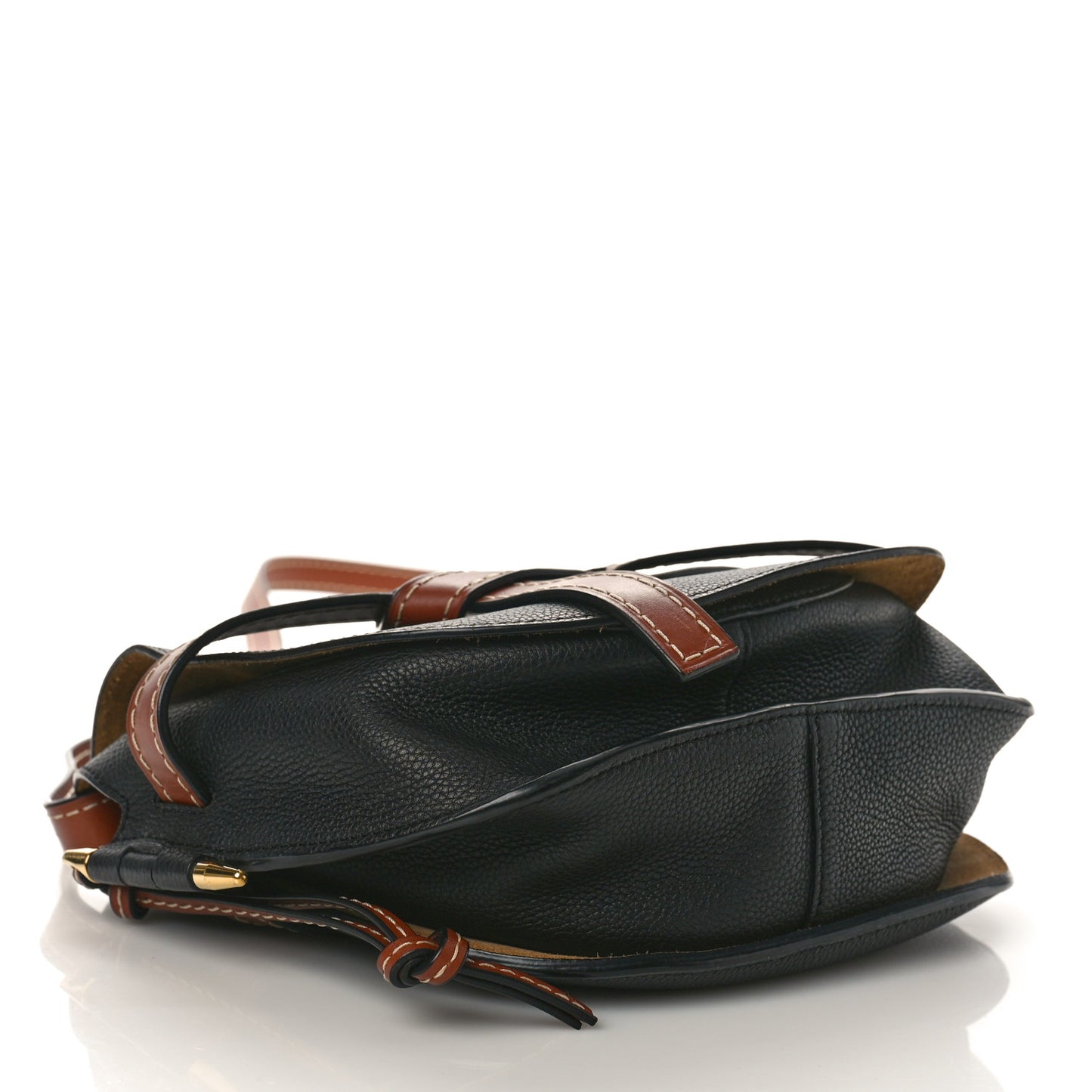 Grained Calfskin Small Gate Crossbody Bag Pecan Black