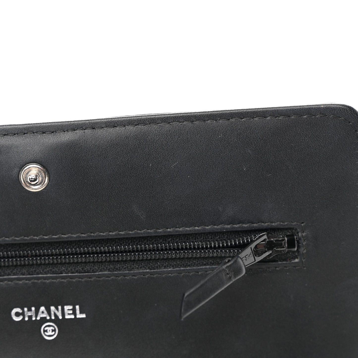 Shiny Aged Calfskin Quilted Boy Wallet On Chain WOC So Black