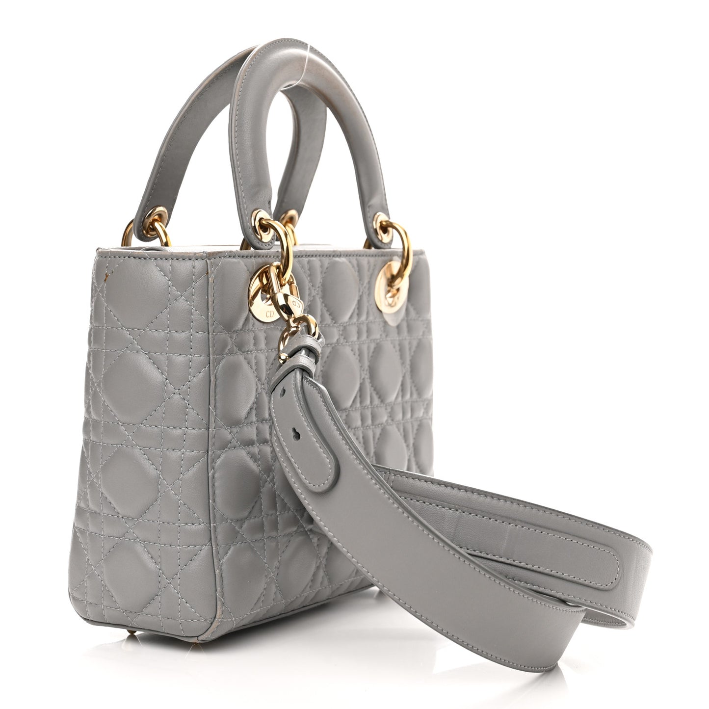 Lambskin Cannage Small Lucky Badges My Lady Dior Grey