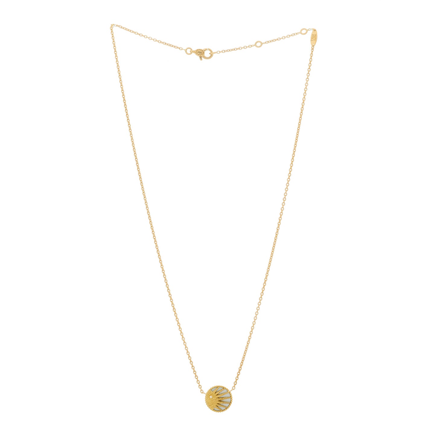 18K Yellow Gold Platinum Diamond Black Onyx Mother of Pearl Rose Celeste Pendant Necklace