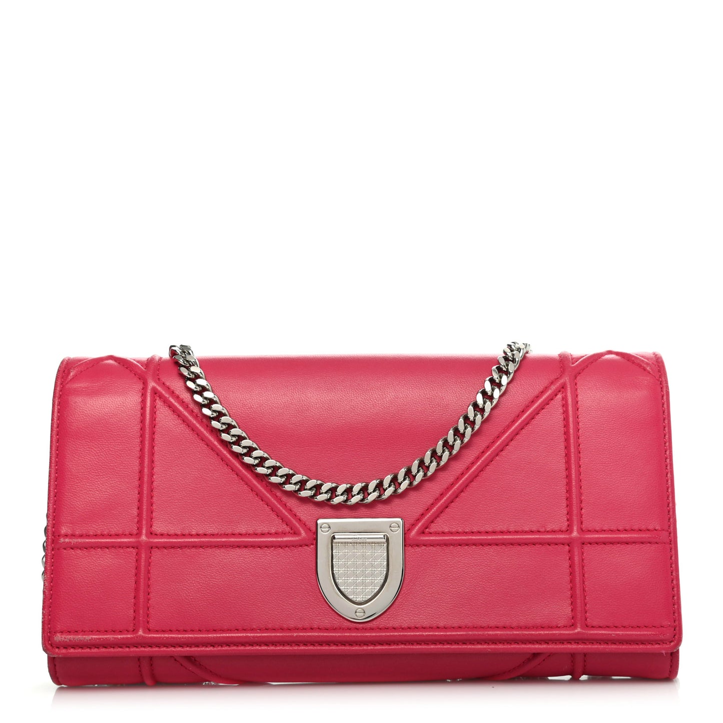 Lambskin Diorama Croisiere Chain Wallet Fuchsia