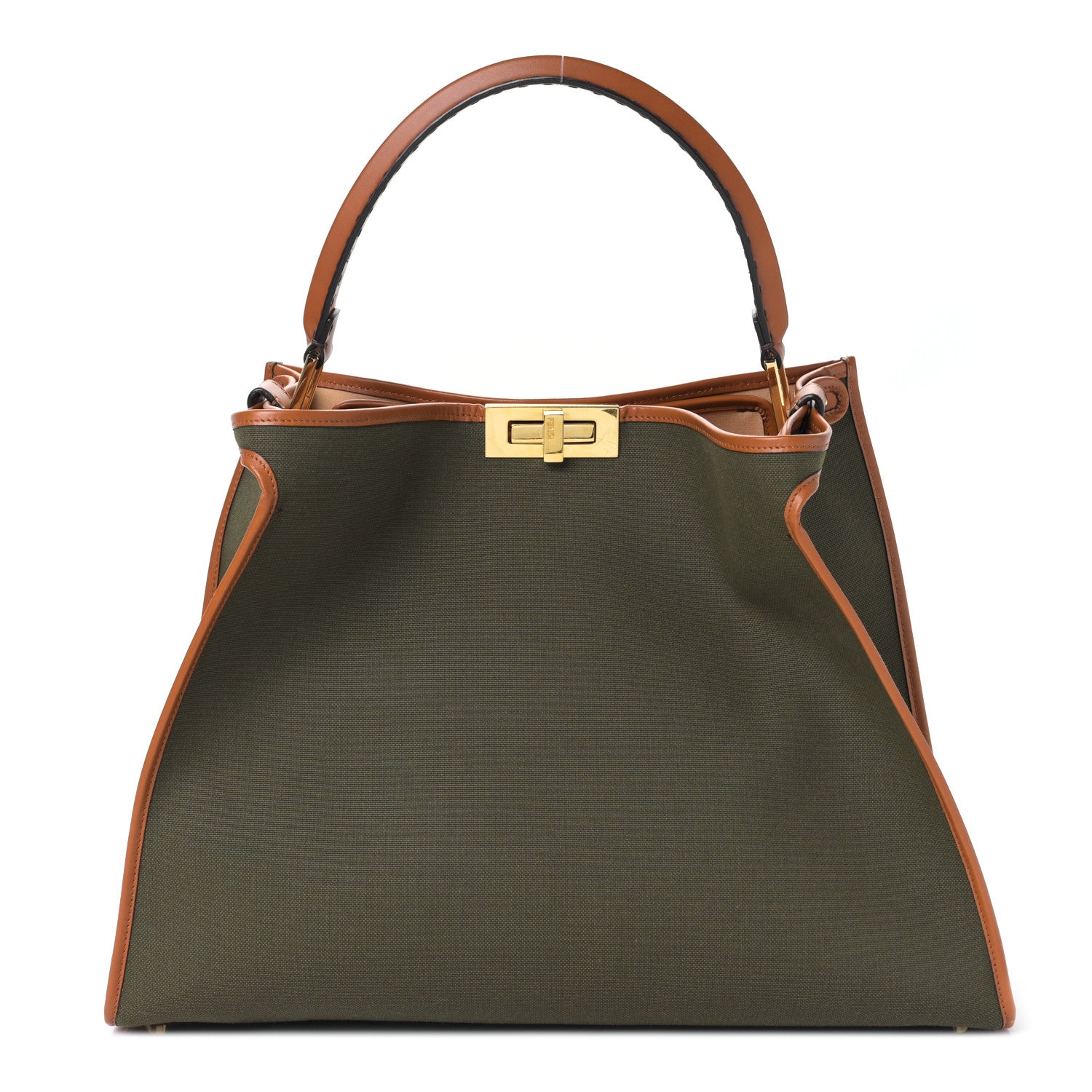 FENDI バック Fendi Canvas Calfskin Large Peekaboo X-Lite Amazzonia Cuoio