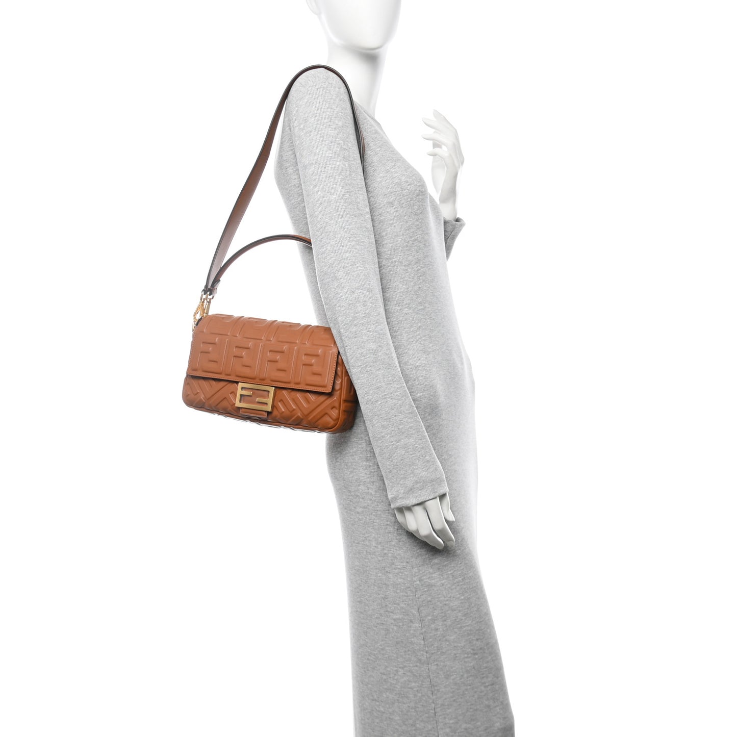 Nappa FF 1974 Embossed Baguette Brandy