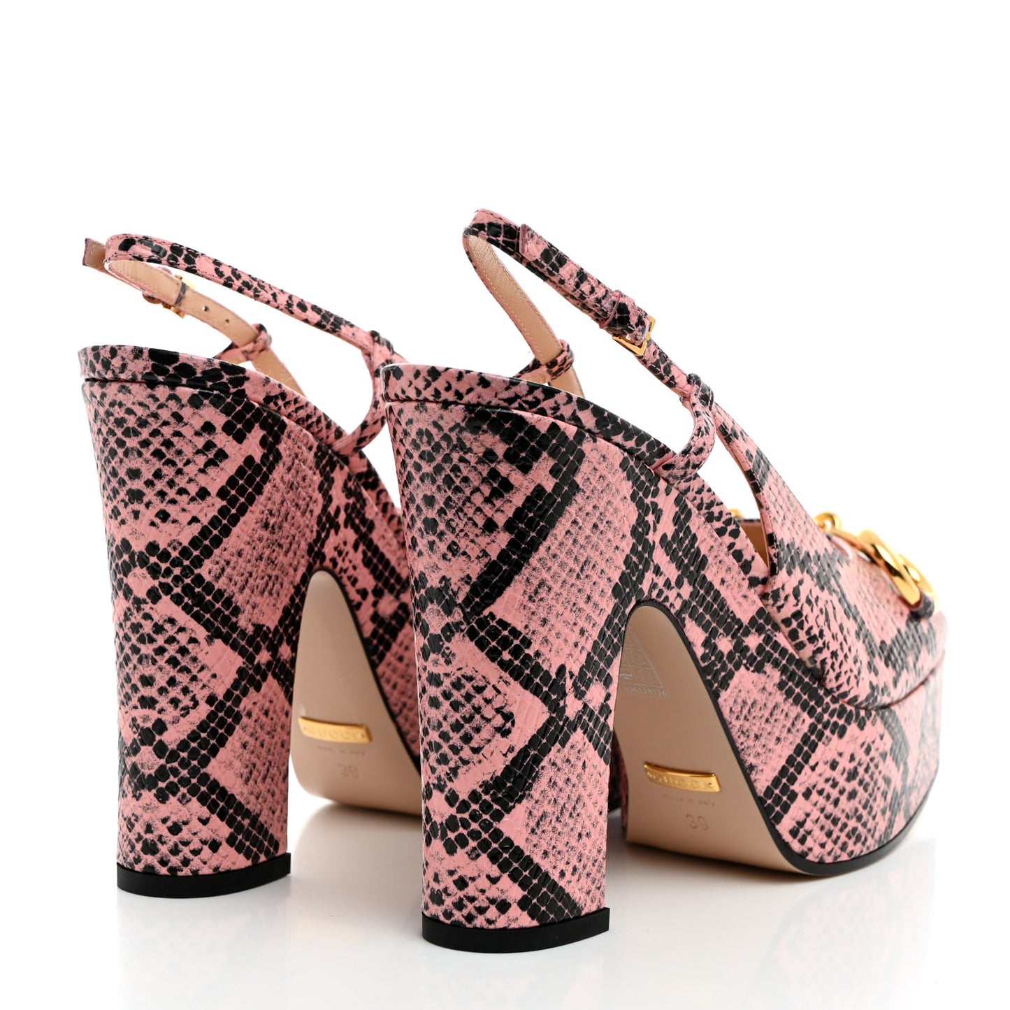 Calfskin Python Print Horsebit Platform 35/120mm Slingback Pumps 39 Wild Rose