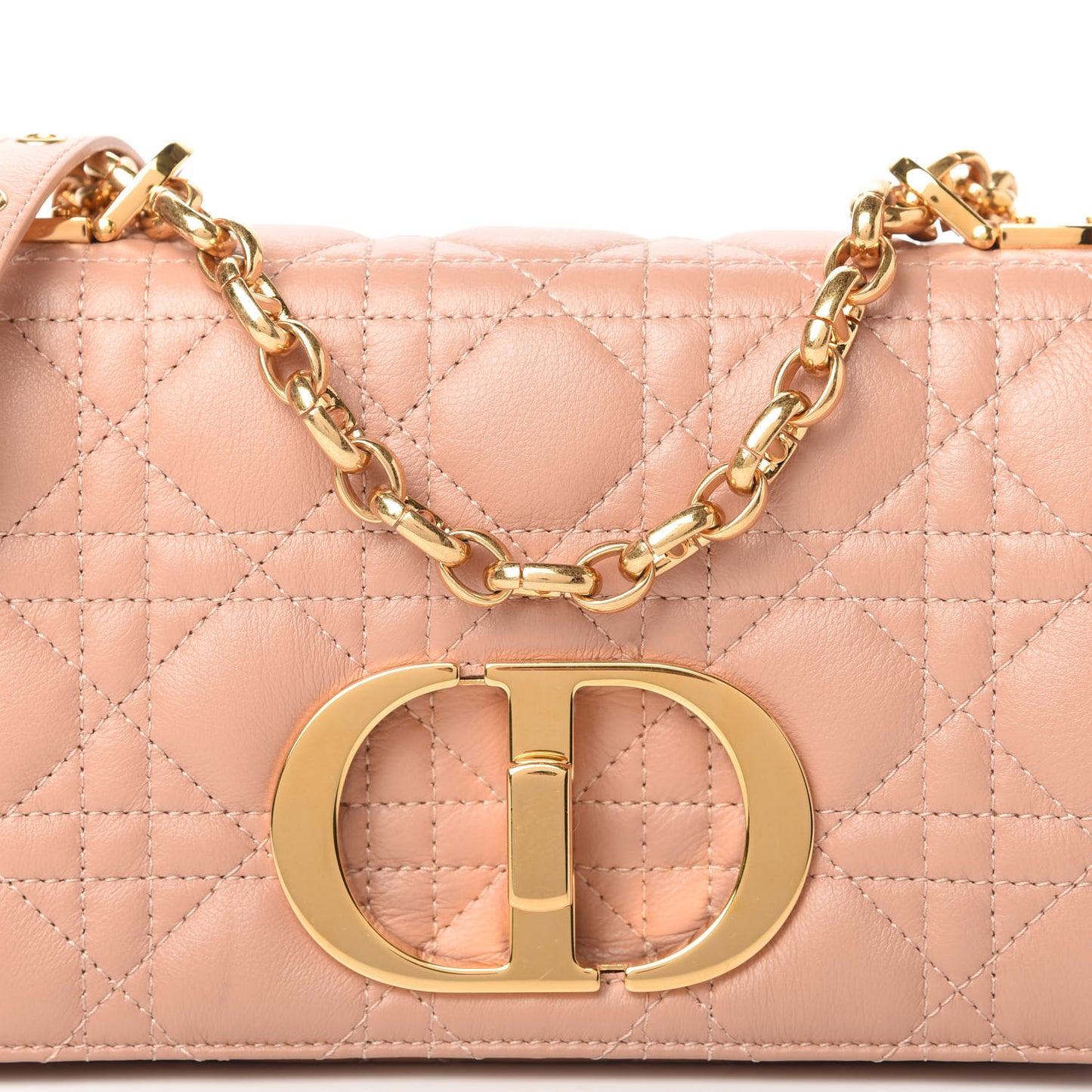 Calfskin Cannage Small Caro Bag Rose De Vents