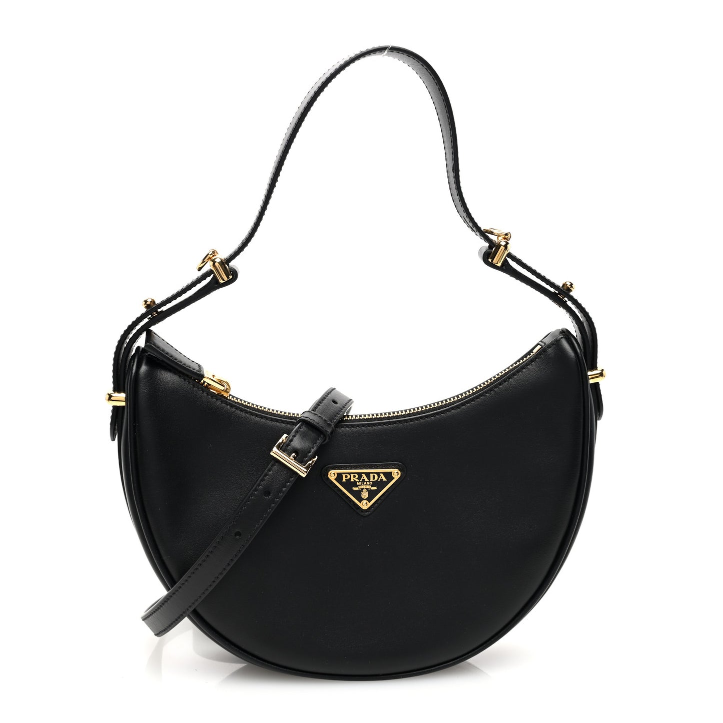Soft Calfskin Arque Shoulder Bag Black