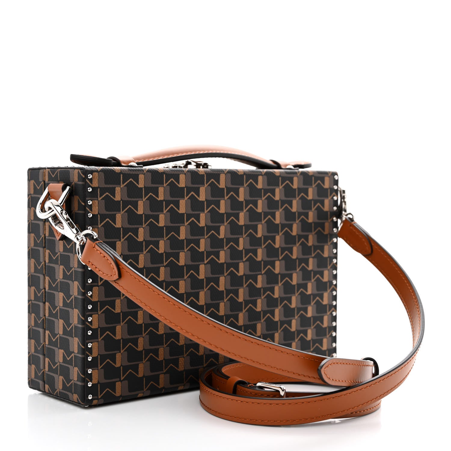 Moynat Toile 1920 Oh! Little Suitcase Carbon Bronze Cognac 4 of 13