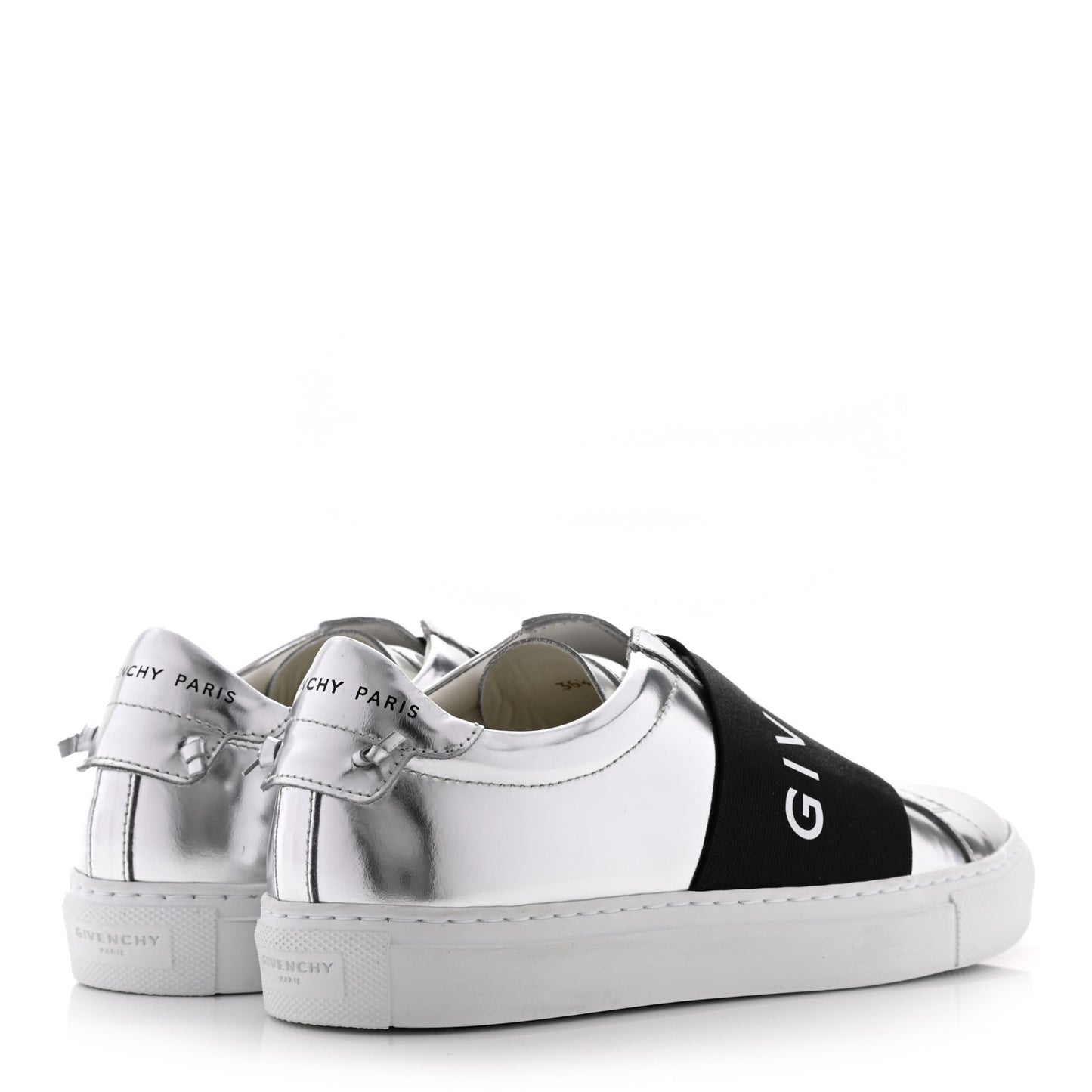 Calfskin Band Logo Womens Urban Street Sneakers 36.5 Silvery