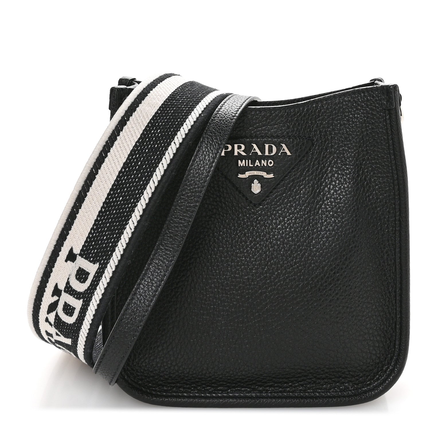 Prada Vitello Daino Soft Mini Hobo Messenger Bag Black 1772882