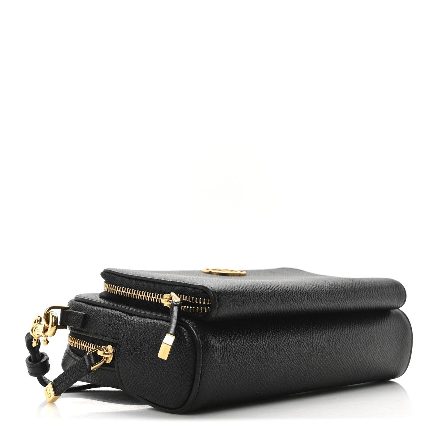 Grained Calfskin Caro Double Pouch Black