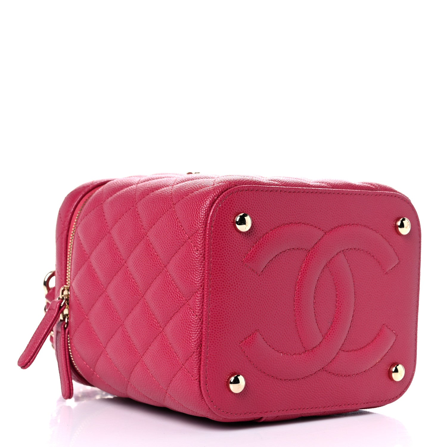 Chanel Caviar Quilted Small Top Handle Vanity Case With Chain Dark Pink 4 of 11
