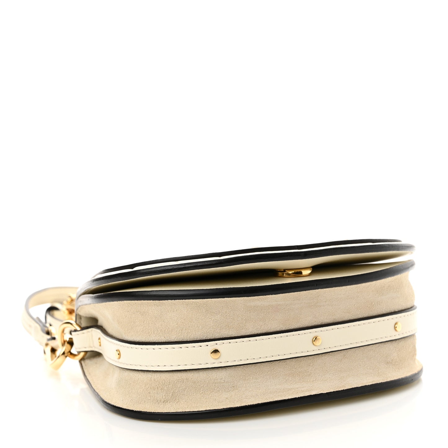 Calfskin Suede Quilted Small Nile Bracelet Bag Natural White