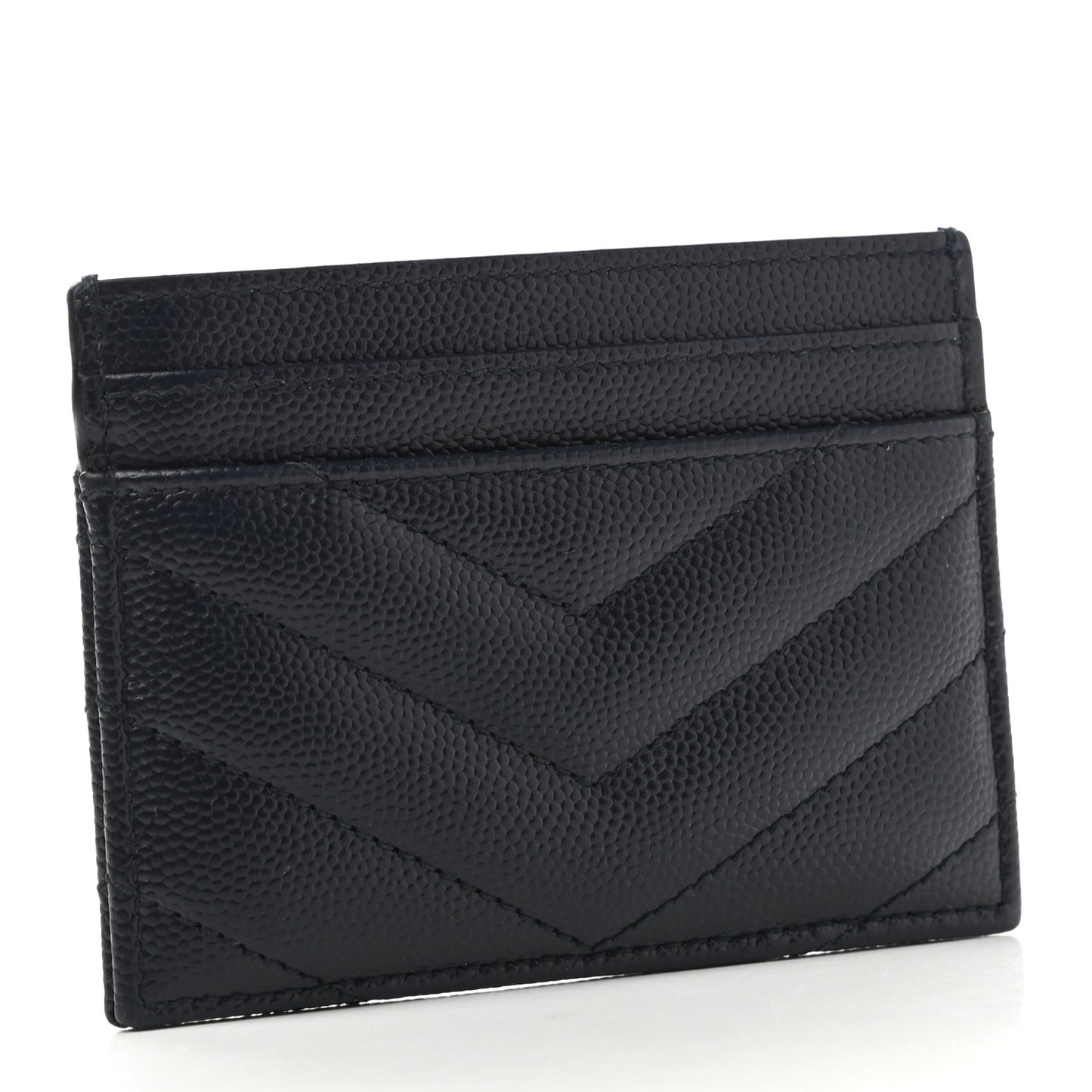 Grain De Poudre Matelasse Chevron Monogram Credit Card Case Navy
