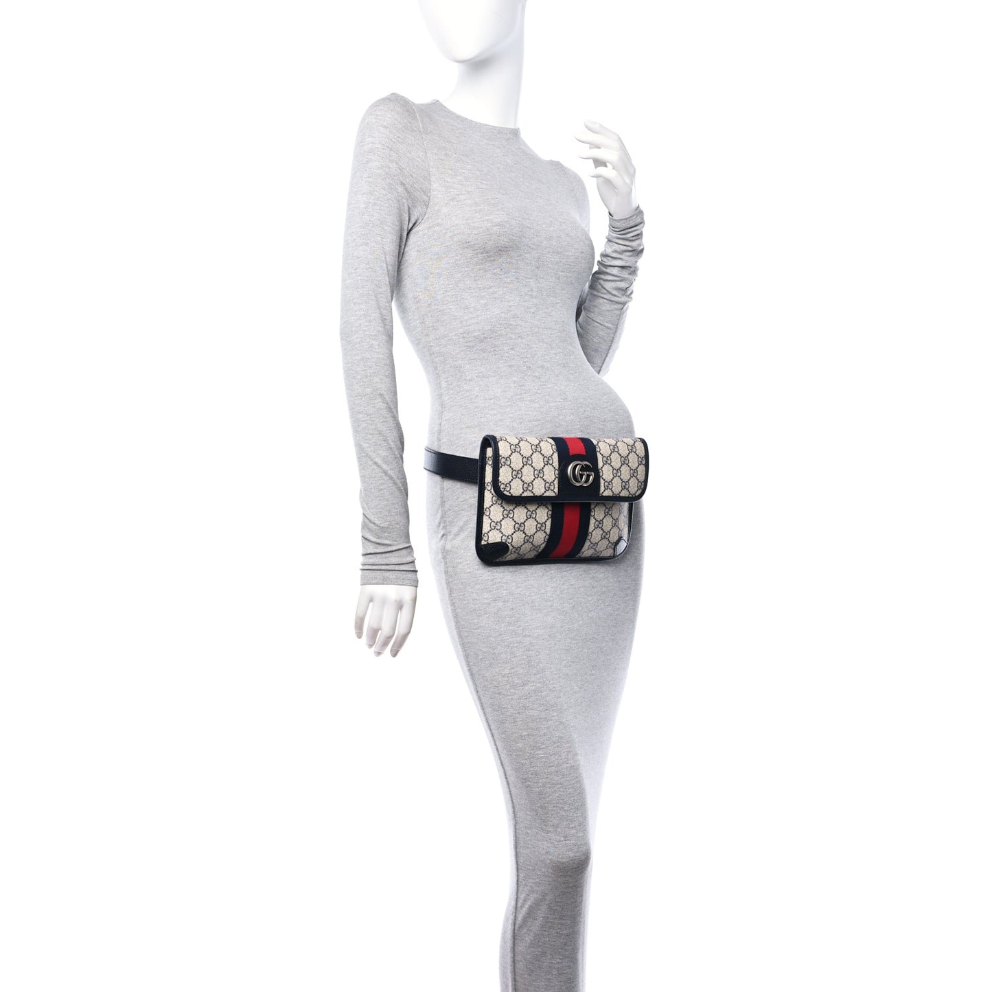 GG Supreme Monogram Web Small Ophidia Belt Bag 90 36 Beige Navy