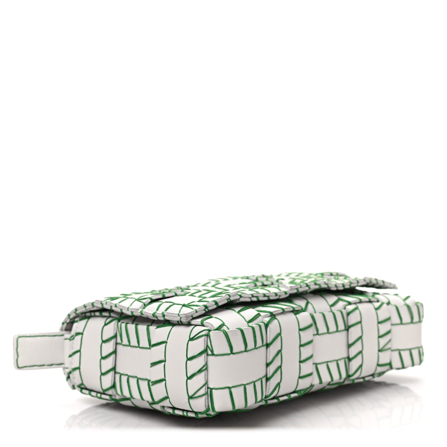 Lambskin Maxi Intreccio Overlock Stitched Cassette Crossbody Bag White Parakeet