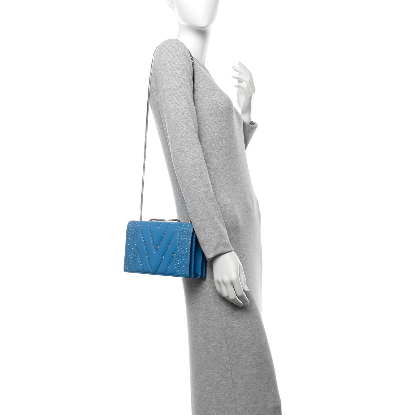 Lambskin Diamond Disco Flap Crossbody Bag Blue