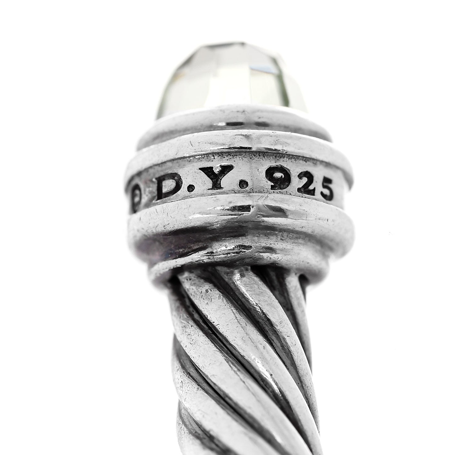Sterling Silver Diamond Prasiolite 5mm Cable Classics Bracelet