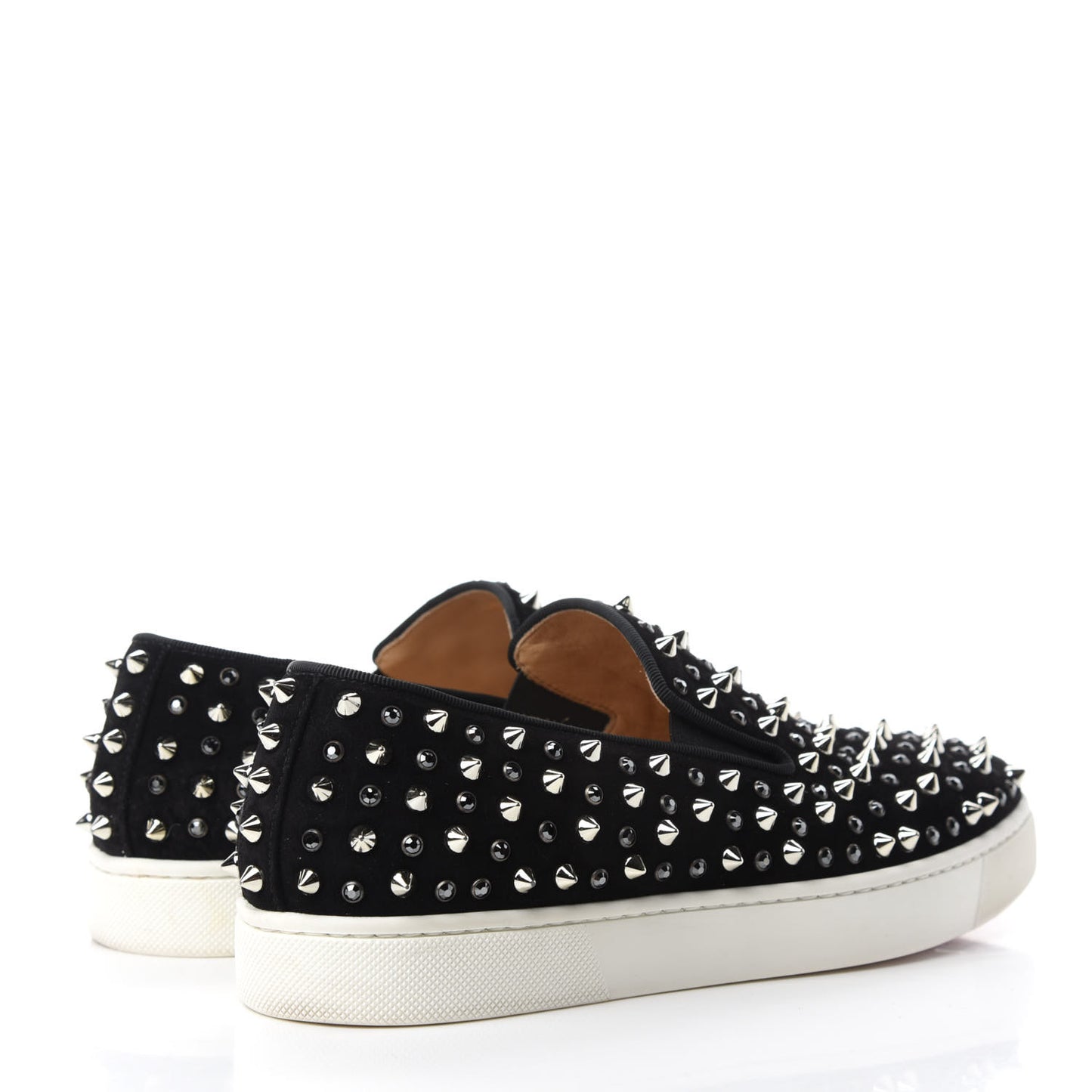 Veau Velours Studded Womens Slip On Sneakers 38 Black