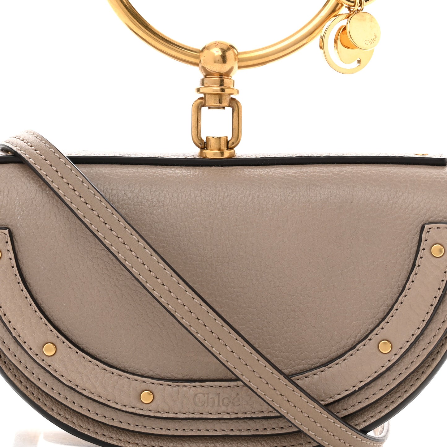 Calfskin Small Nile Bracelet Minaudiere Bag Motty Grey